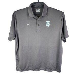 Mens Gray Under Armour Polo Shirt HeatGear Loose Fit Short Sleeve Size XL